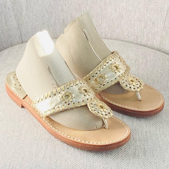 Palm Beach Sandals Shoes - Elegant Gold Women's Sandals